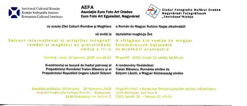 Invitaţie ICR Budapesta (2009) - Invitation ICR Budapesta (2009) - Román Kultúrális Intézet meghívója  (2009)