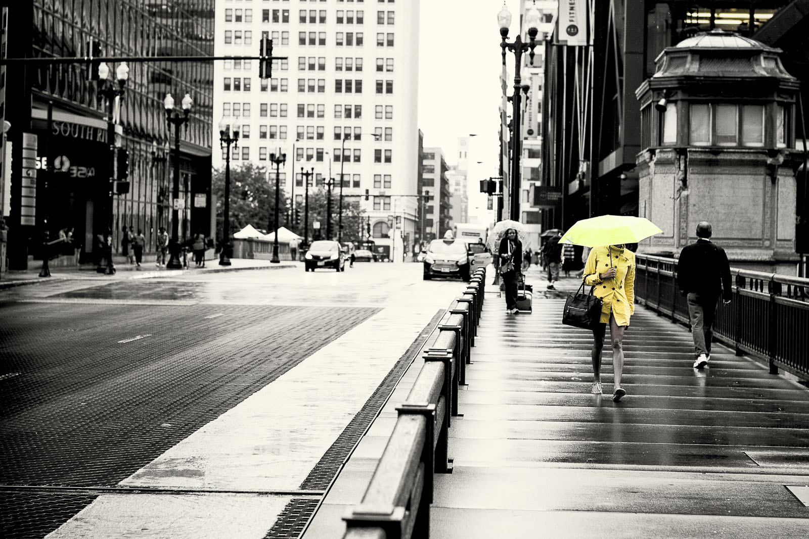 Lonley Girl with Yellow Umbrella, USA, 2015