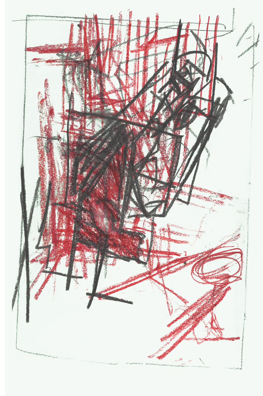 Klammerland, Grafit, Rotstift, 30 x 40 cm