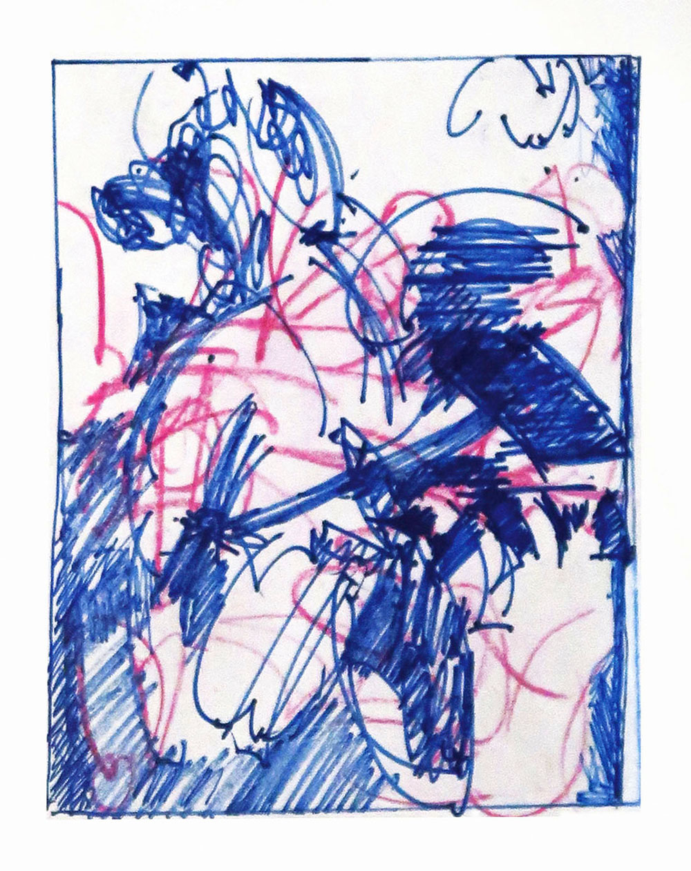 Florales, Rotstift, Kuli, 30 x 45 cm