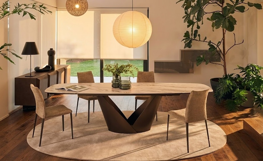 tavolo calligaris calla , grande tavolo 180cm con basamento arrotondato perfetto per ambienti eleganti e conviviali