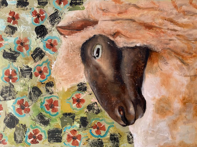 Blond’s best side  $3500 unframed 16’5” x 8’5” oil on wood