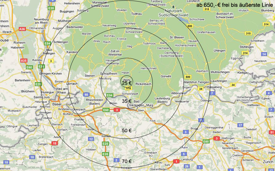 Übersicht Auslieferung (Bildquelle: Google Maps)