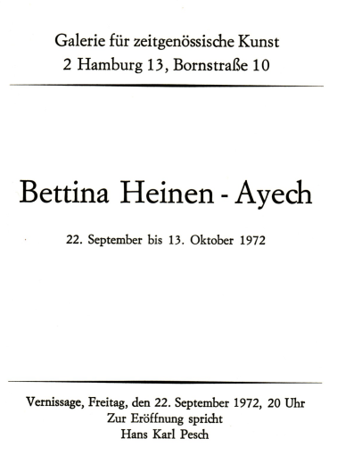 Invitation card to the exhibition by Bettina Heinen-Ayech at the Galerie für Zeitgenössische Kunst in Hamburg