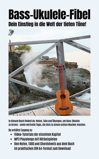Cover der Bass-Ukulele-Fibel von Detlev Gebers – Dein Einstieg in die Welt der tiefen Töne