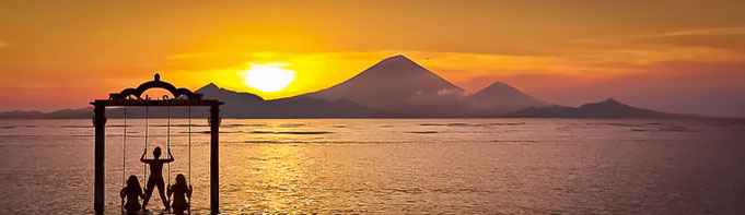 Mount Agung in Bali during the sunset time