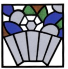 Vitrail à motif de panier fleuri