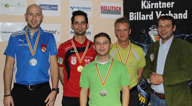 ©Philip Nessmann (Foto). Von Links: Georg Höberl (3.), Khalili Khoshmehr Vahid (1.), Andreas Brezic (2.), Helmut Pichler (3.) und KBV Präsident Michael Neumman