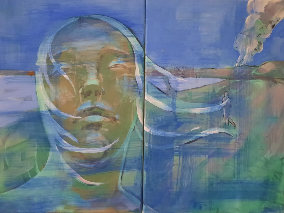 "Vor dem Gewitter (Kassandra) " Diptychon 60x80 (Mischtechnik auf Leinwand) 2024 