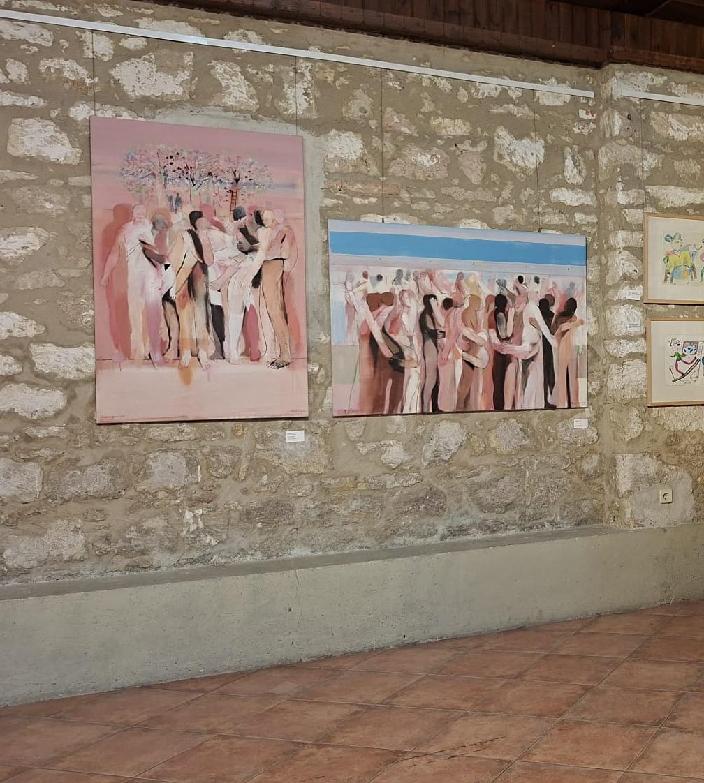 Michael Hedwig, "Baumgrenze", 2013, 140x90cm und "Transit", 2015, Acryl auf Leinwand, 100x140cm