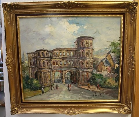 Bild von der Porta Nigra. Künstler: Fritz Schreiber, geb.: 01.03.1929 in Bleidenstadt (Taunus), Meisterschüler von Prof. W.P. van…