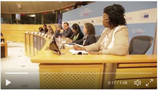 Intervention de madame Lady Ngo Mang Épessé, secrétaire générale de la plateforme "FR - Les Forces Républicaines" au parlement européen à Bruxelles sur la condition de la femme. Novembre 2017.