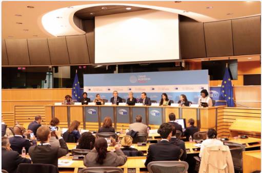 Intervention de madame Lady Ngo Mang Épessé, secrétaire générale de la plateforme "FR - Les Forces Républicaines" au parlement européen à Bruxelles sur la condition de la femme. Novembre 2017.