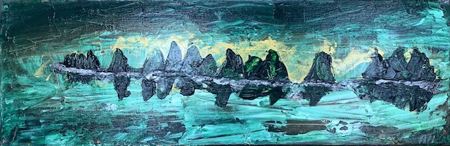 WARTEZONE : 60x20x2cm, Acryl auf Leinwand, 2020