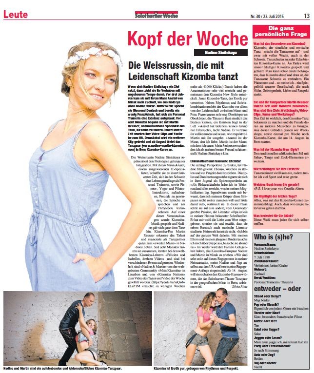 Nadine Sinitskaya, Kizomba, Solothurner Woche