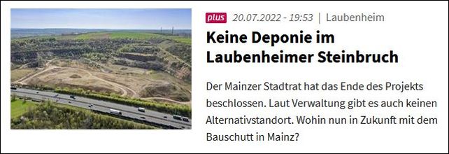 Keine Deponie im Laubenheimer Steinbruch