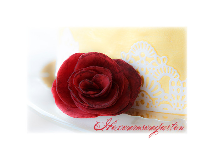 Rosen Zucker Fondant Goldene Hochzeit Torte Blüte Hexenrosengarten Spitze Magic Decor gold