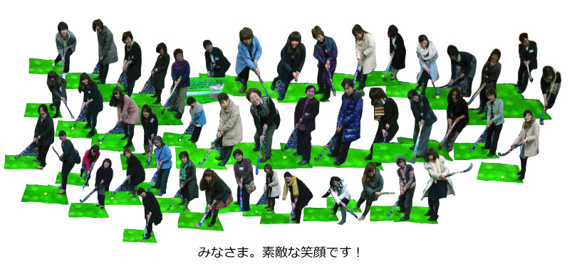 受付横に設けられたミニゴールに、シュートを一打ちしてからご入場いただきました。「久しぶりにスティックとボールを触ったわ!」という方がほとんど!