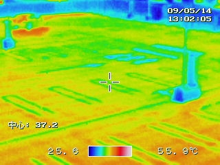 熱交換塗料　塗装後のサーモグラフ画像