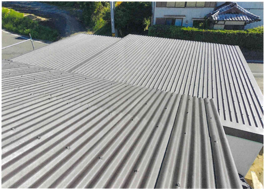 高度成長期のスレート屋根　熱交換塗料塗布　