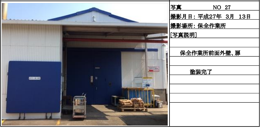 保全作業所　前面外壁　扉　塗装完了