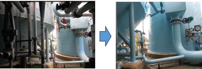 兵庫製紙工場　水槽タンク+配管　防錆塗装