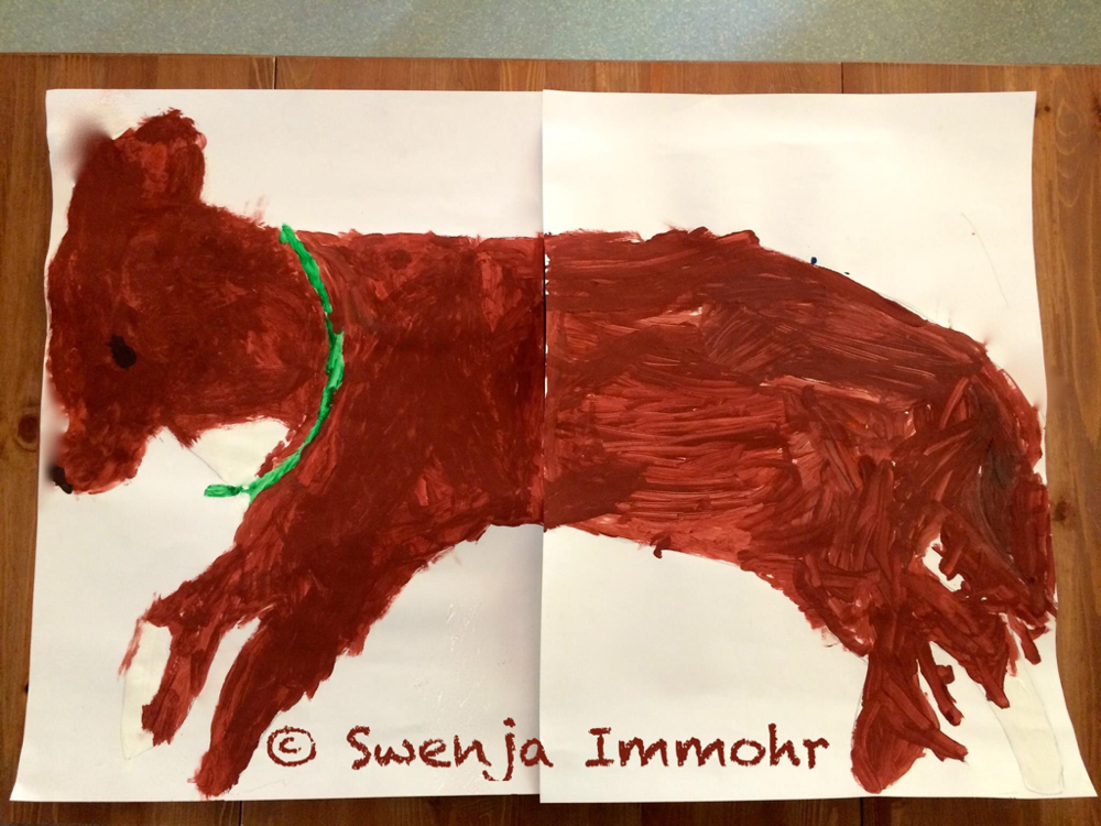 Sam, lebensgroß gemalt.
