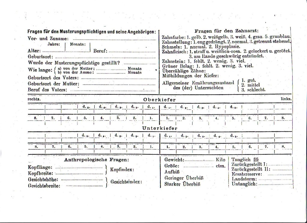 Erfassungsbogen zur Zahngesundheit für statistische Massenerhebungen