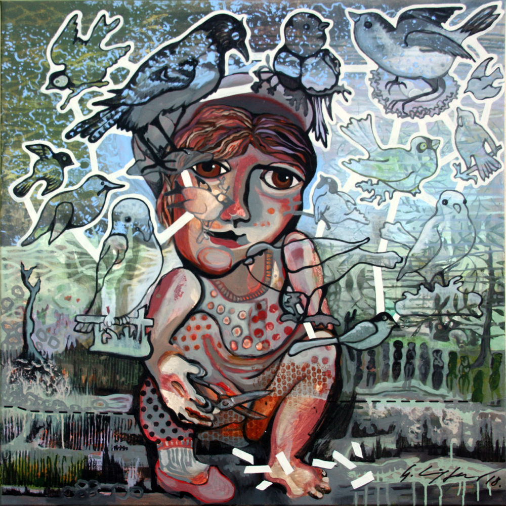 "Where have all the birds gone?" Acryl auf Leinen 100x100