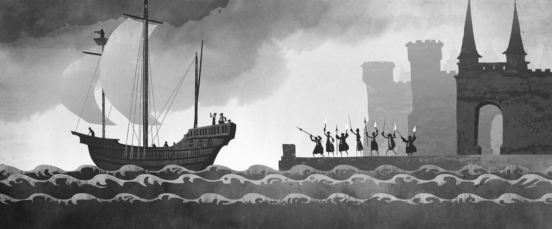 layered Illustration for the music video to "Die Marzipan Piraten"