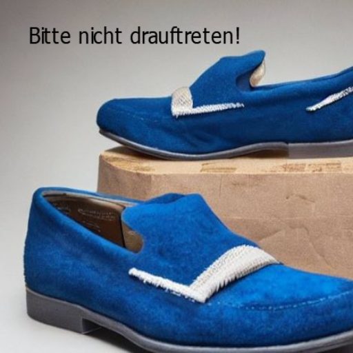 Blaue Velourlederschuhe und er Titel "blue suede shoes" von Elvis Presley aus dem Jahr 1956.