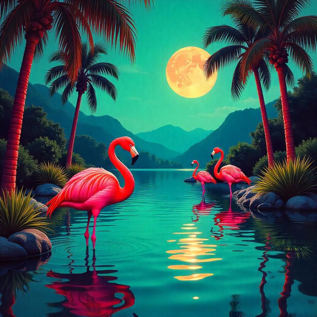 Flamingos in einem Teich