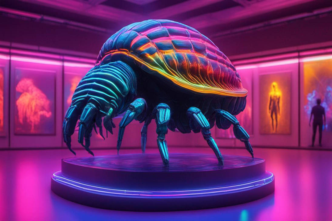 Hässlicher KI Trilobit im virtuellen Museum