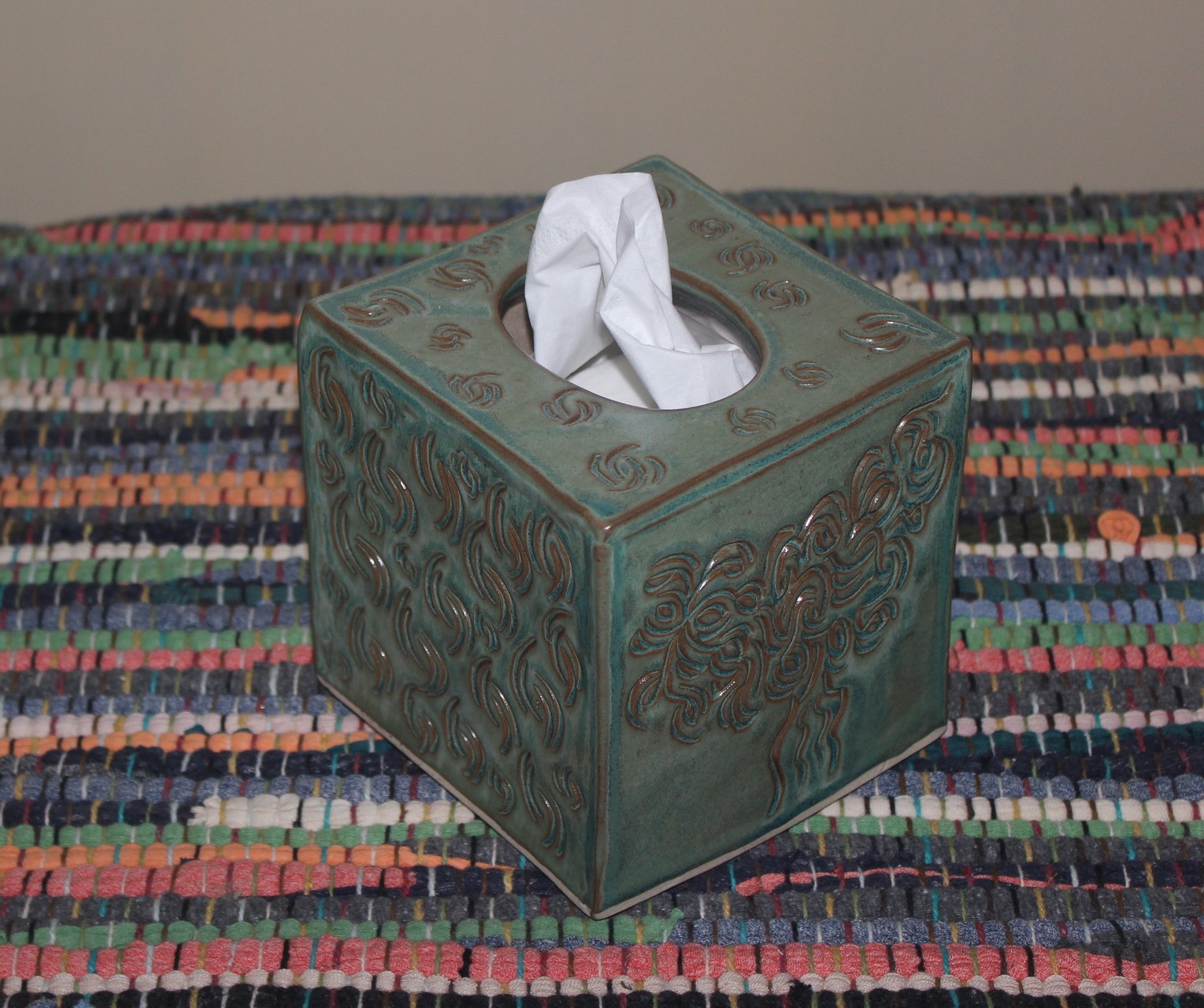 Hand Carved Tissue Box Cover