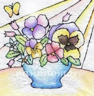 パンジーの花アレンジ(インストラクター講座・体験講座図案)