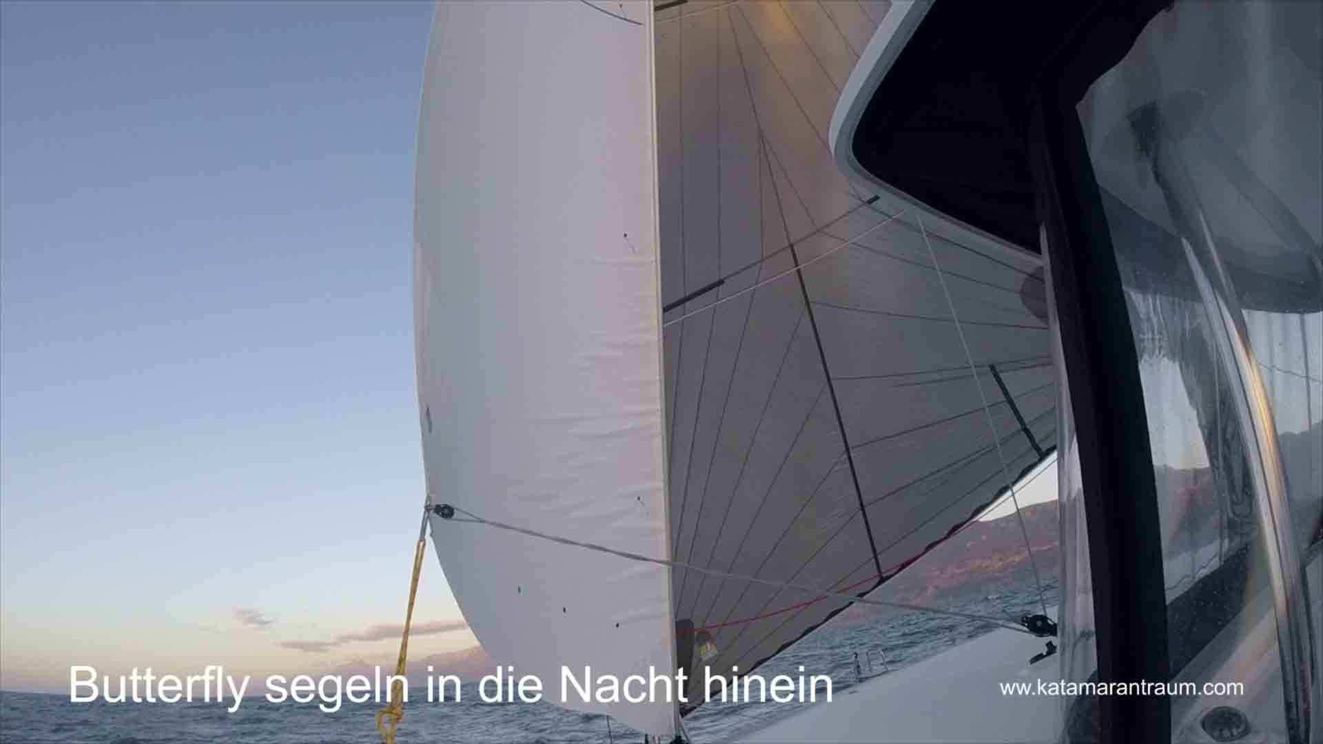 Lagoon 42 JANNY vor den Wind, mit Butterfly Segelstellung beider Vorsegeln