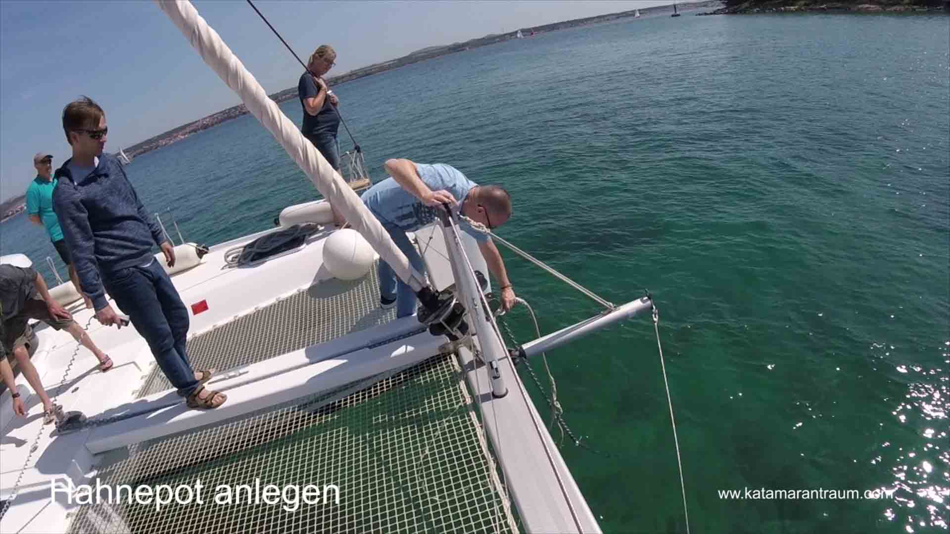 Even with catamaran training the Anchor securing line is attached