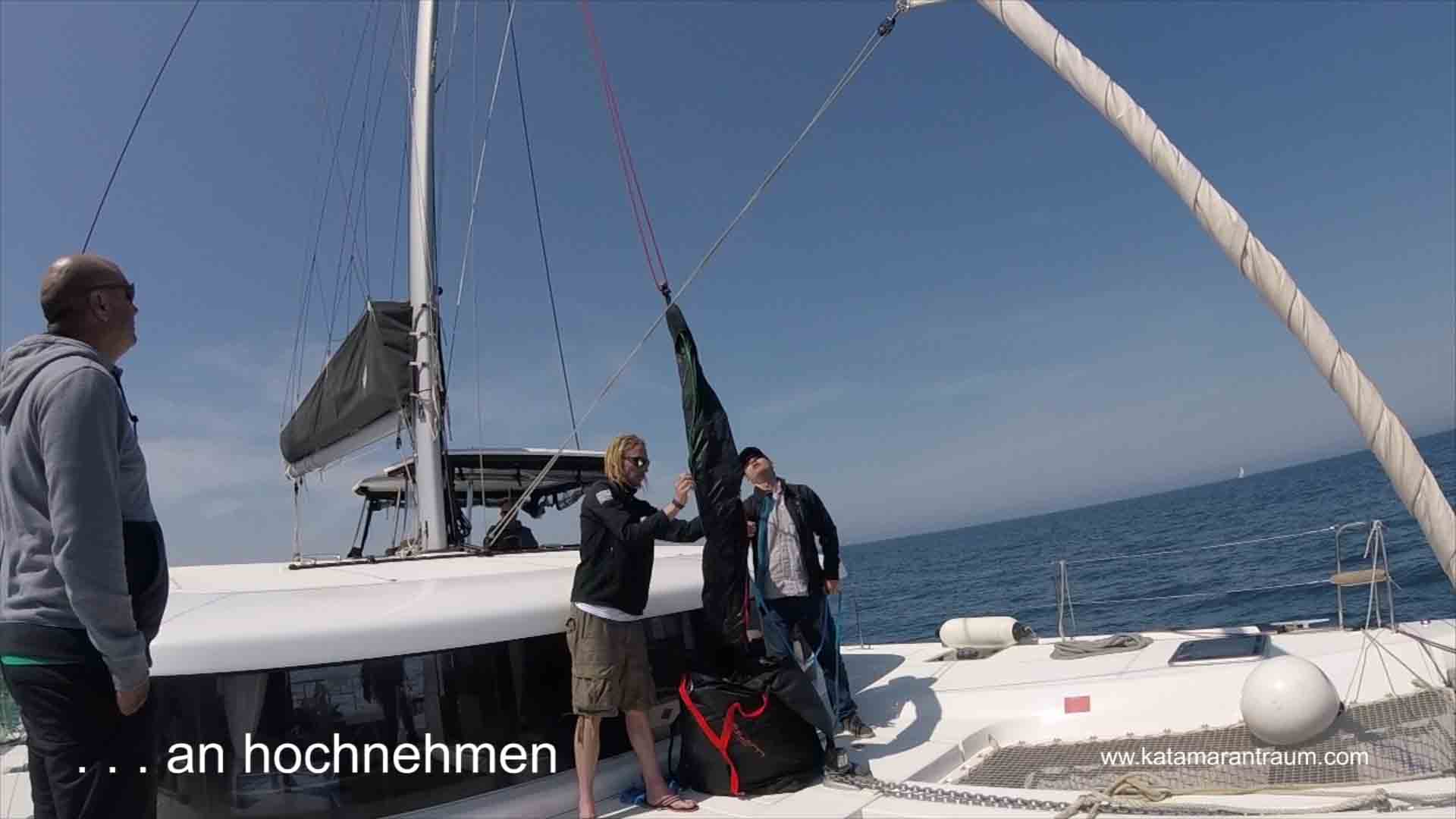 Peraring to set our Wingaker foresail