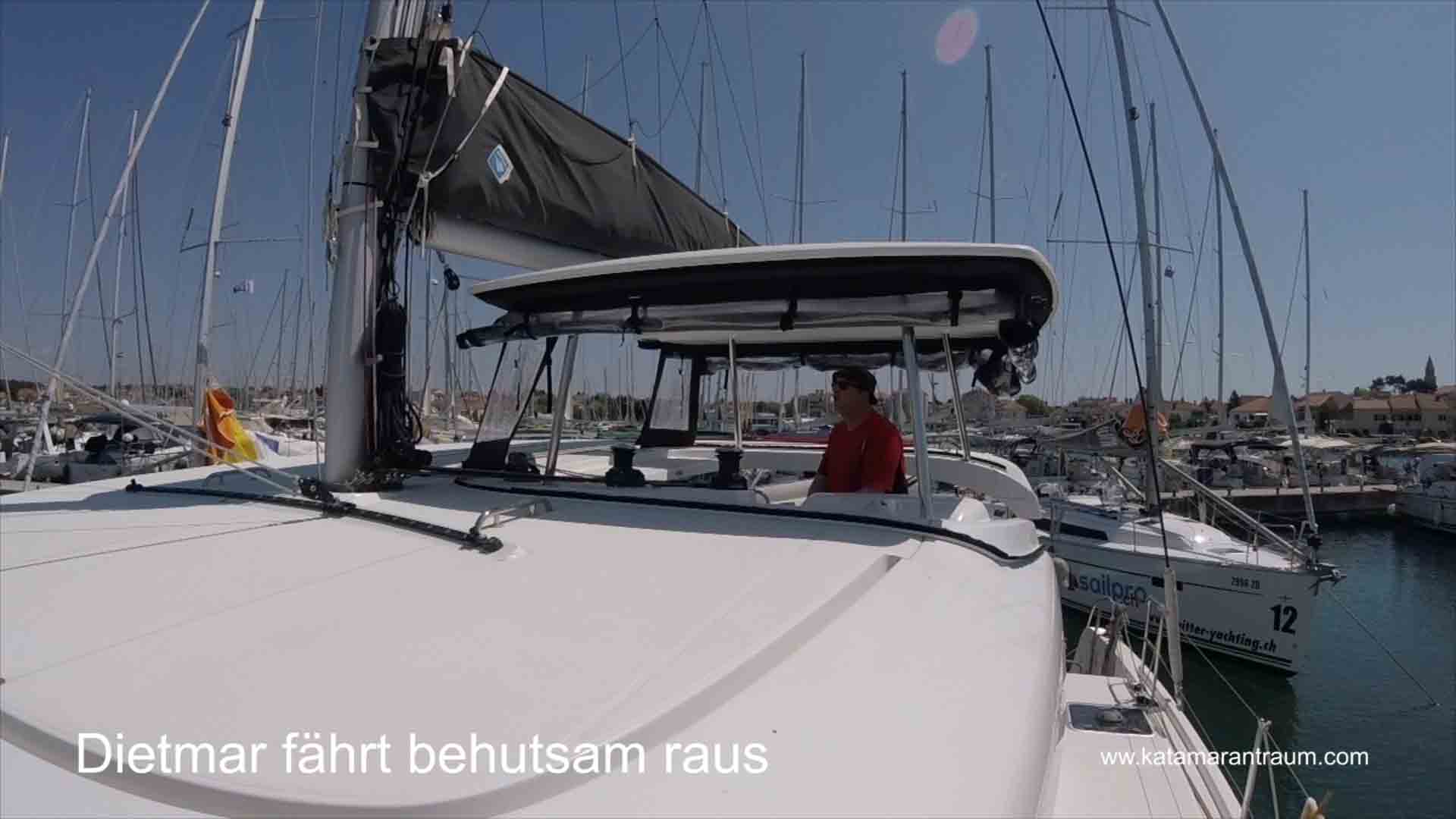 And Dietmar stears our Catamaran out of the parking slot