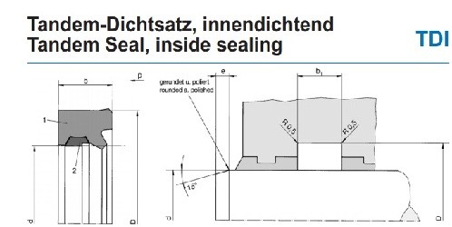 Tandem Dichtsatz, innendichtend Tandem seal, inside sealing
