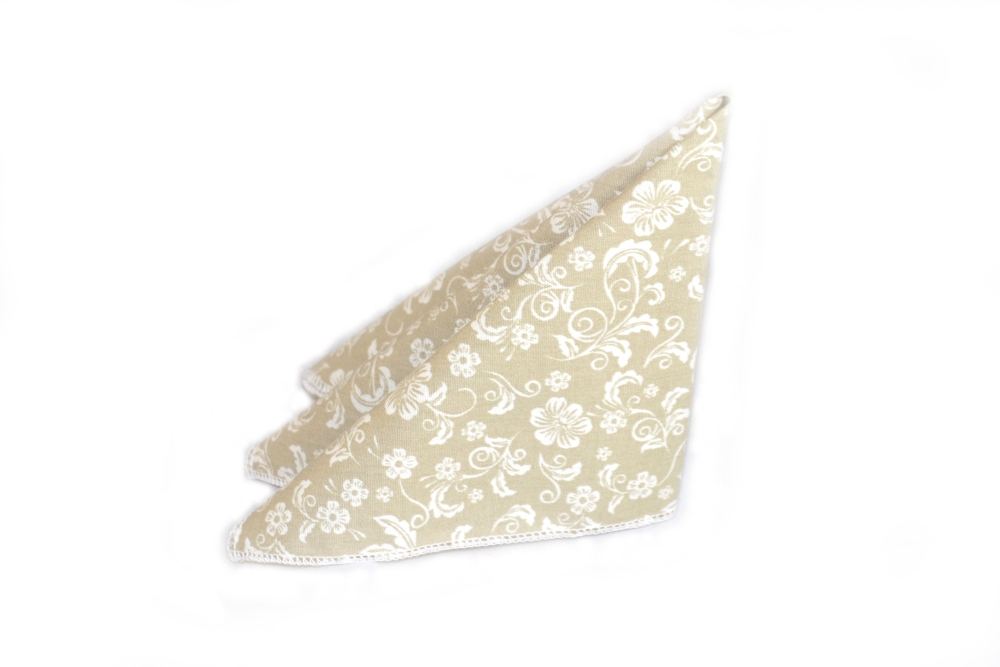 Einstecktuch beige blumen
