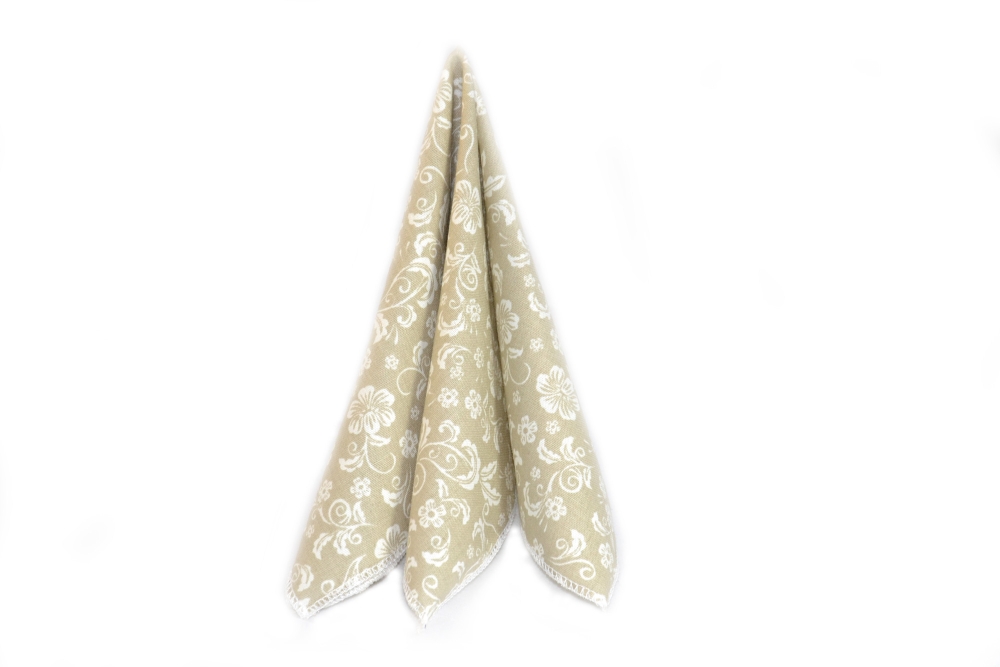 Einstecktuch beige blumen