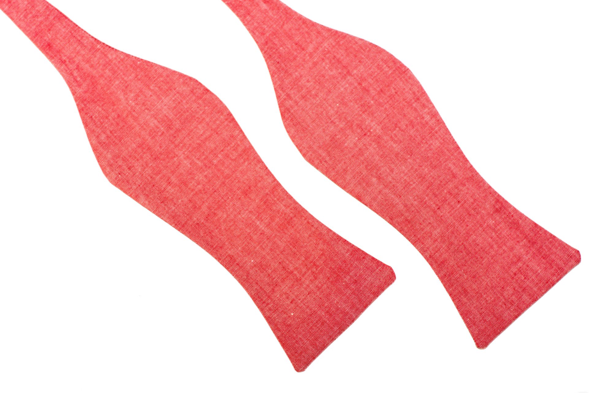 Herren Anzug Schleife lachsfarben rose aus Leinen zum selberbinden – Selbstbinder