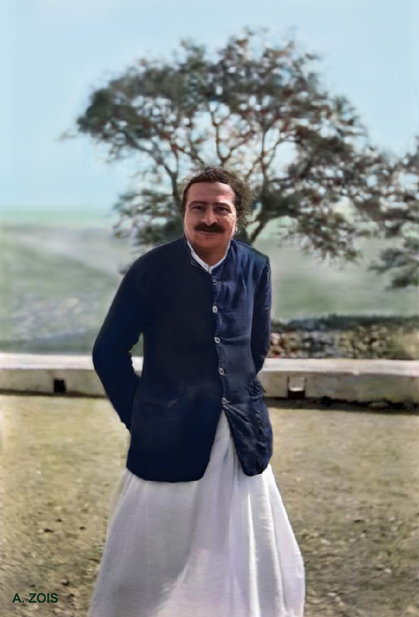 Meher Baba at Taragarh Fort, Ajmer on 18th February 1939. This is the same day and place where he was photographed and later used as the book cover image for "God Speaks". Image rendition by Anthony Zois.