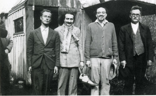 ( L to R ) Sam Cohen, Meher Baba, Hugo Seeling and John Doggett - Oceano, California: December 25-26th 1934