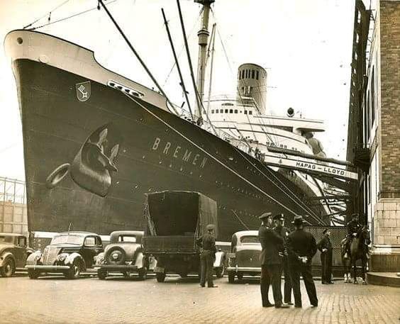 SS Bremen docked in New York - late 1930s