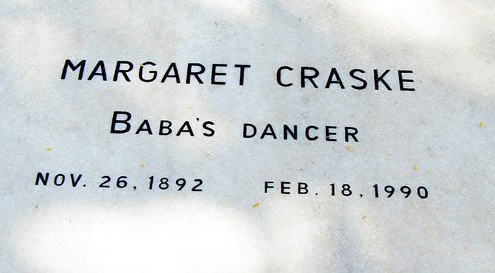 Margaret Craske's Grave inscription at Upper Meherabad, MS., India