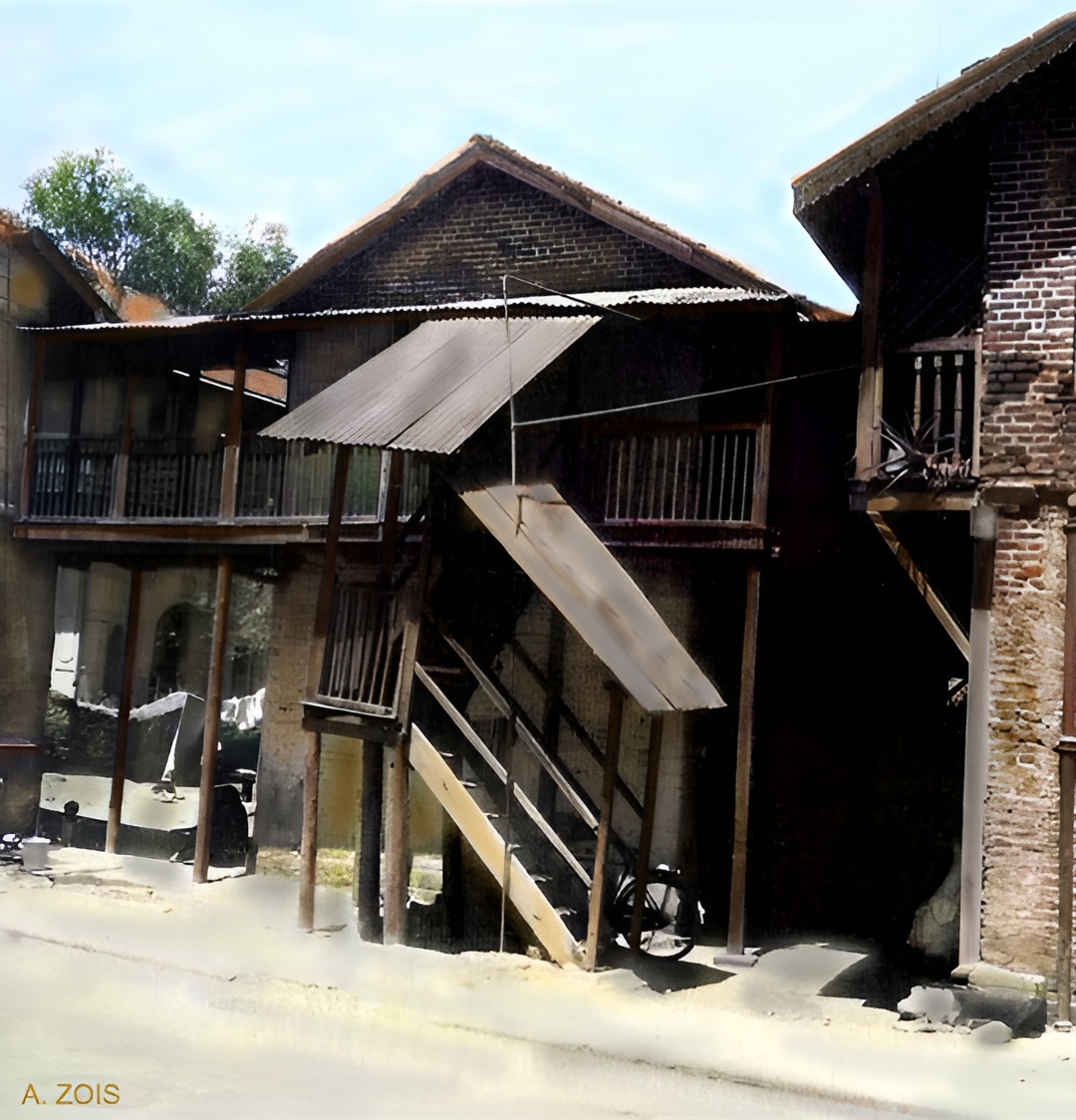 Merwan's family home in Pandita Ramabai Road next door to Sheriar Cafe at Quarter Gate Sq. section of Poona. Image colourized by Anthony Zois.