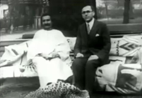 Meher Baba & Charles B. Purdom at Russell Road garden, London. 1932