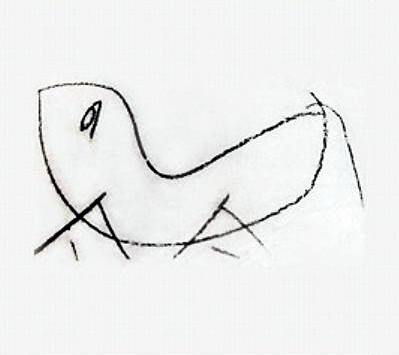 Drawing by Meher Baba of the Mischievous Chicken
